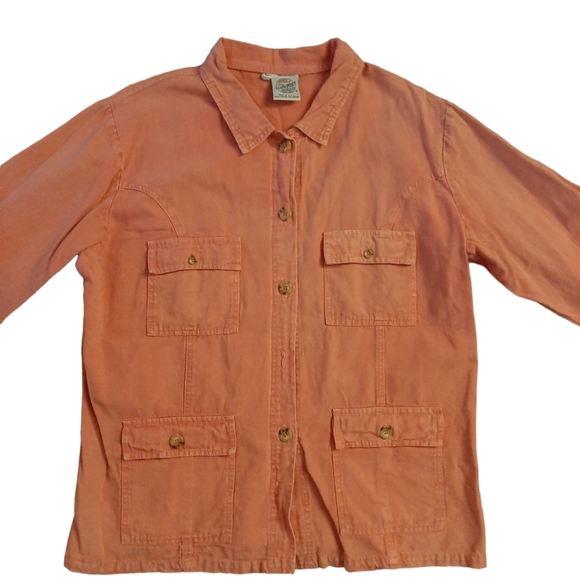 Club West Pink Denim Button Up Size Large - Picture 1 of 3